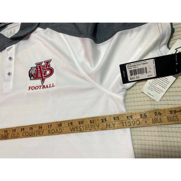 NEW Adidas Stadium Coaches Sustainable Polo SS Collared Button Wht Men's XL - Picture 4 of 8